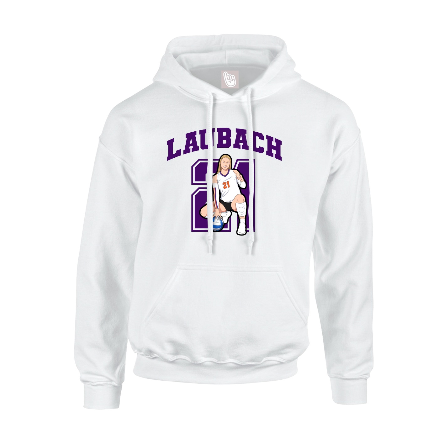 Youth Hoodie — Number in White