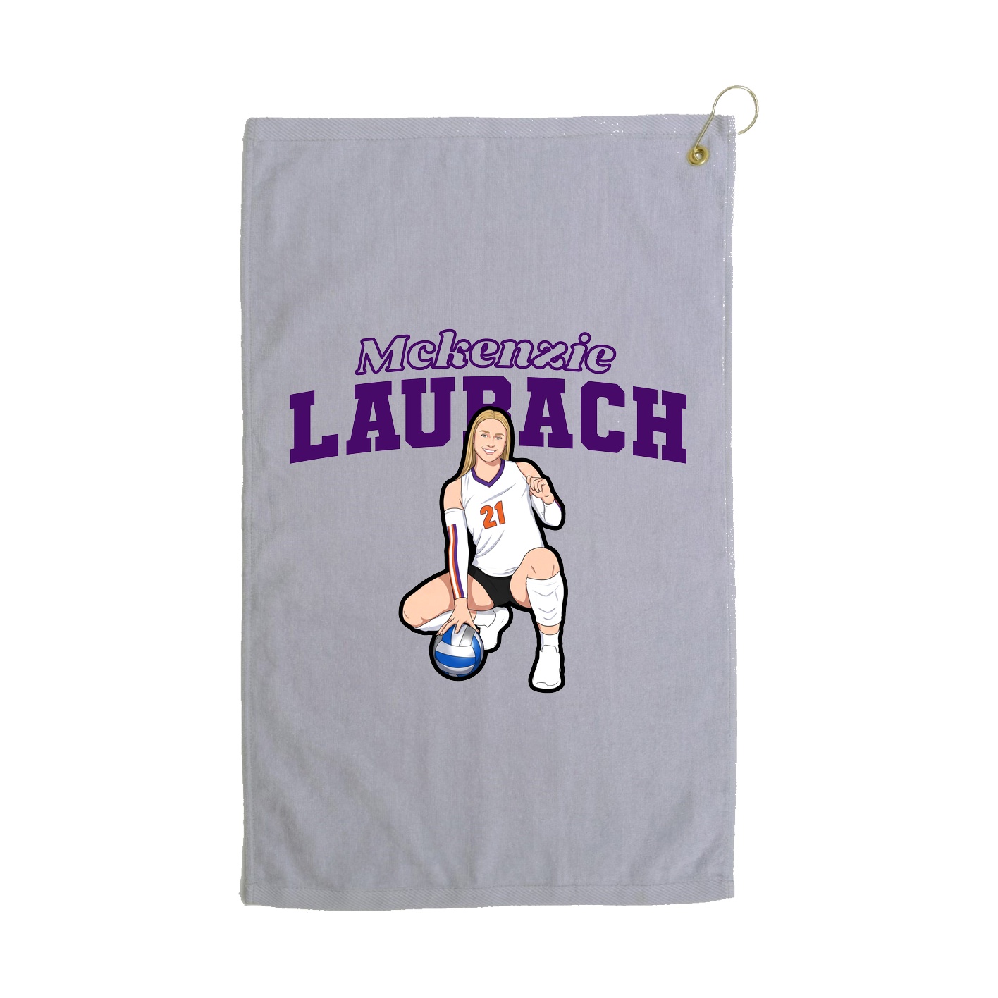 Golf Towel — Name Arch in Grey