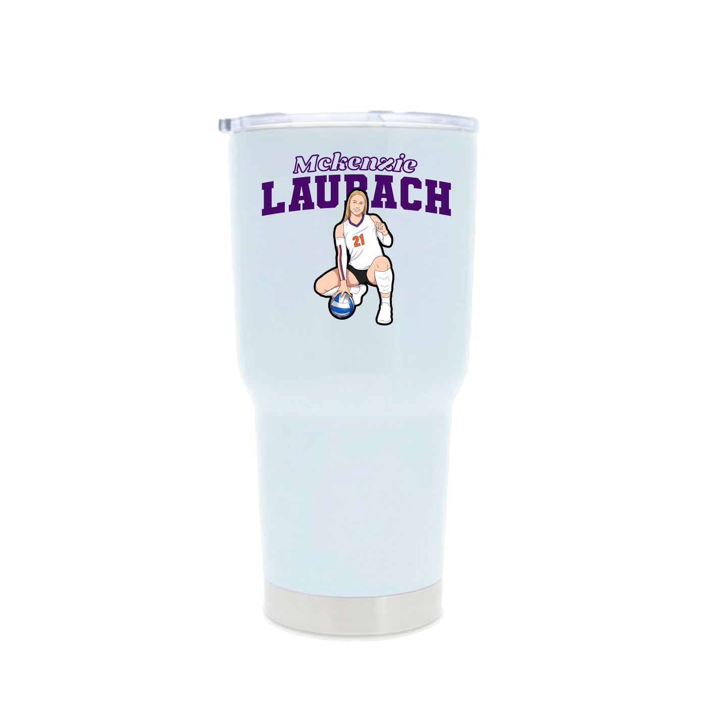 30oz Stainless Steel Tumbler — Name Arch in White