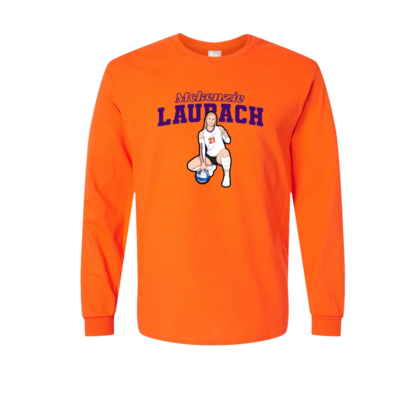 Long Sleeve Tee — Name Arch in Orange