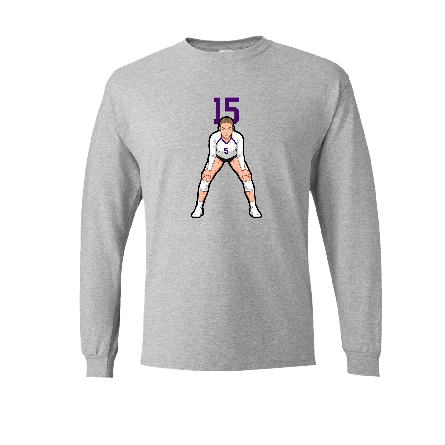 Long Sleeve Tee — Number Top in Grey
