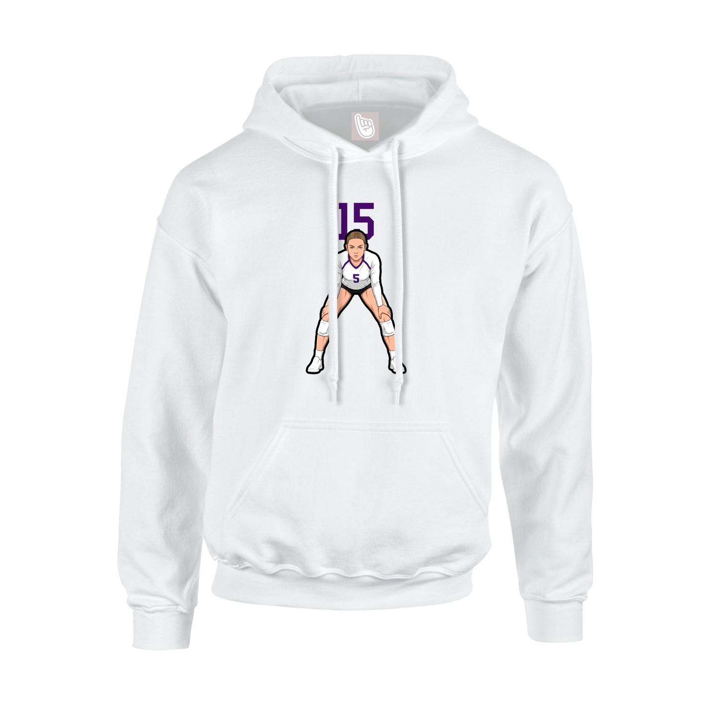 Youth Hoodie — Number Top in White