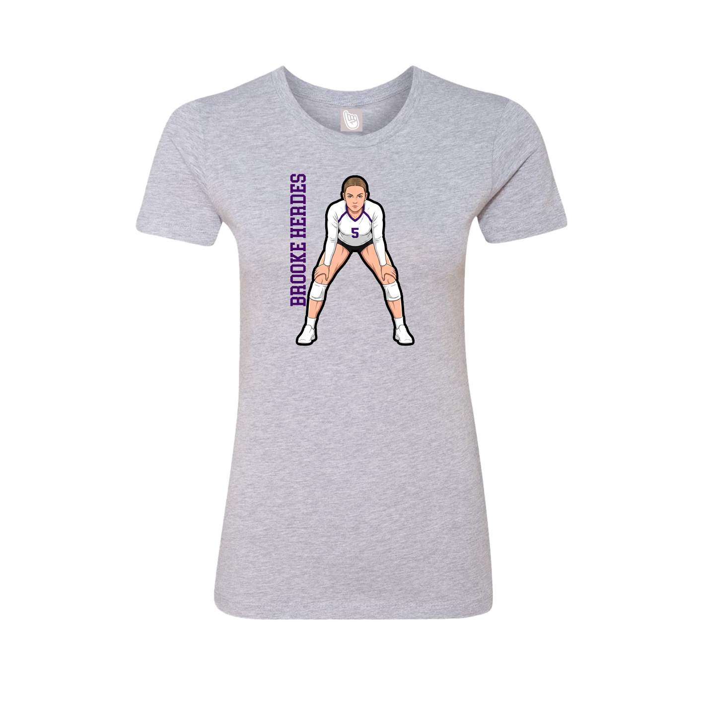 Fitted Women's Tee — Name Vertical in Grey