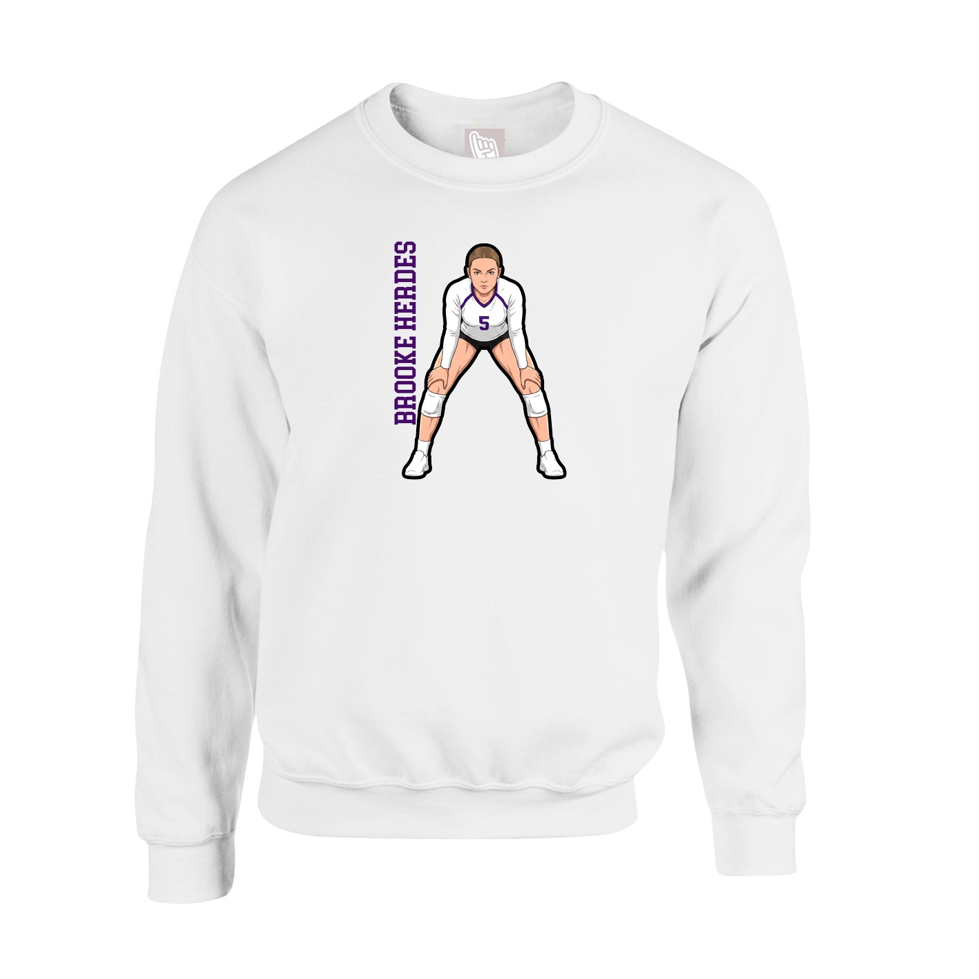 Fleece Crew — Name Vertical in White