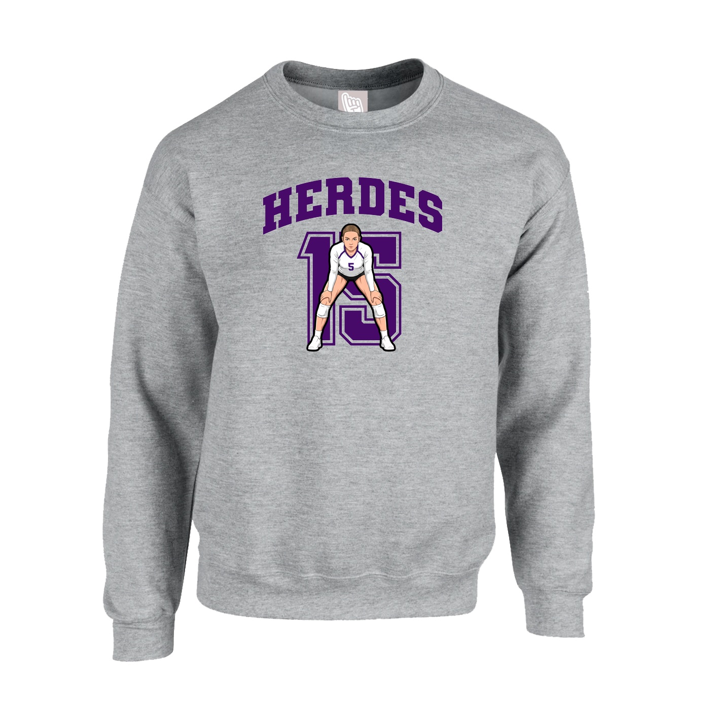 Fleece Crew — Number in Grey