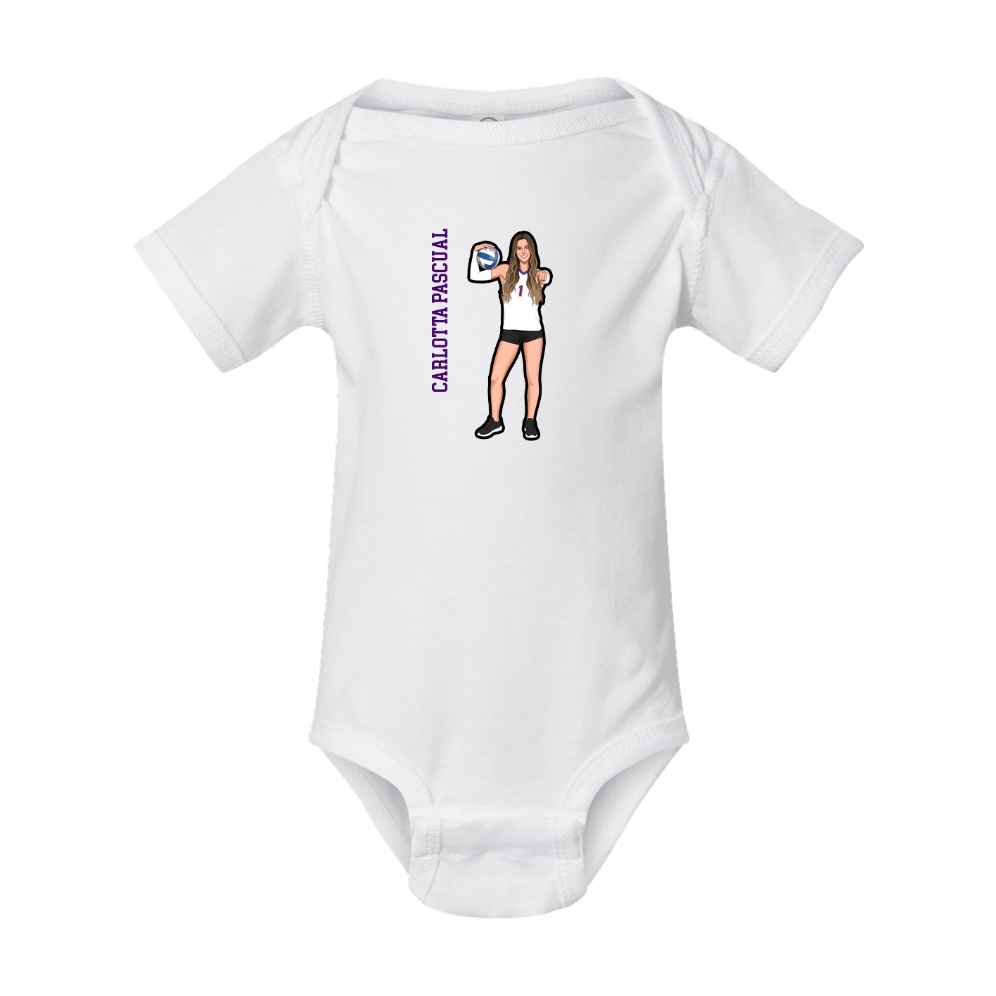 Baby Onesie — Name Vertical in White