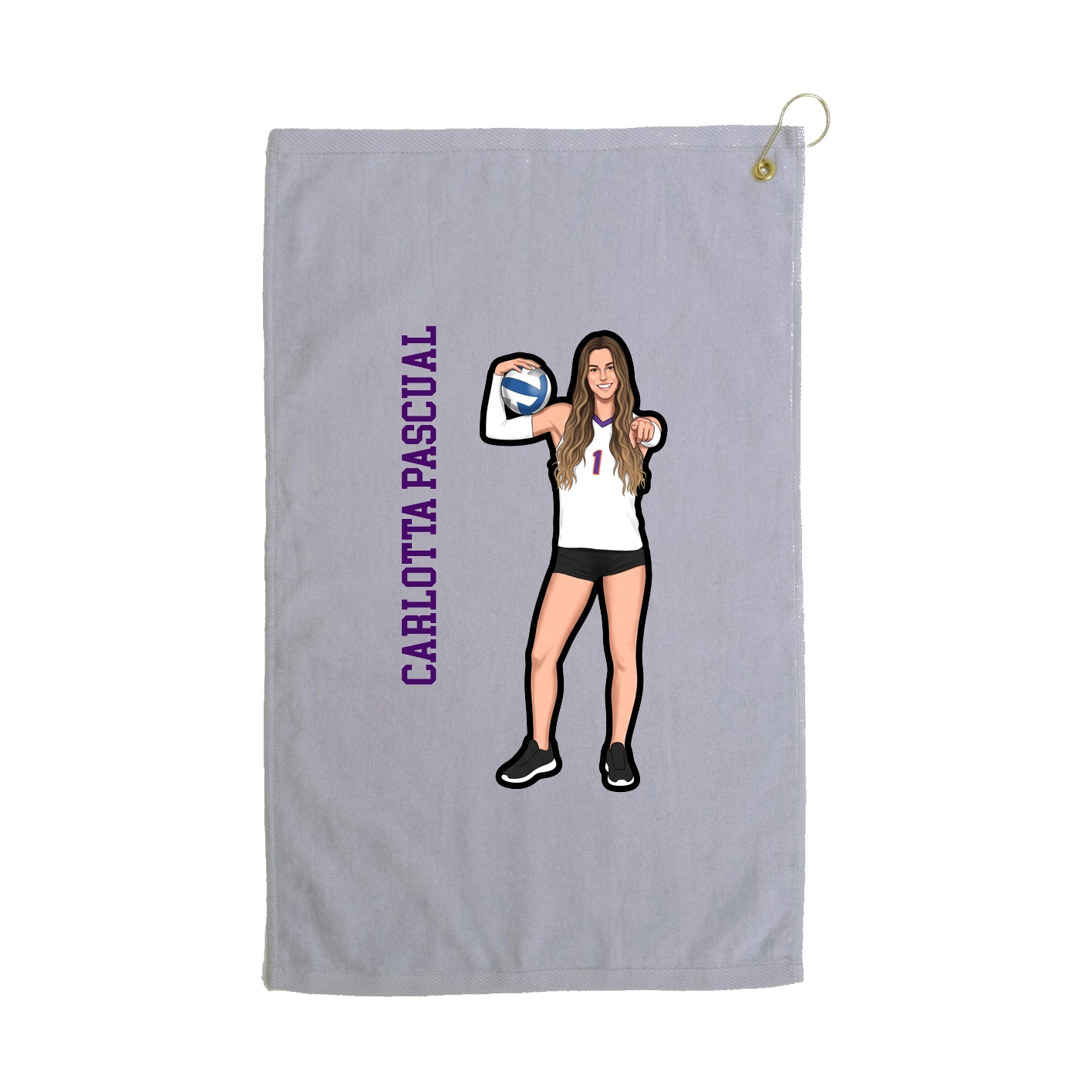 Golf Towel — Name Vertical in Grey