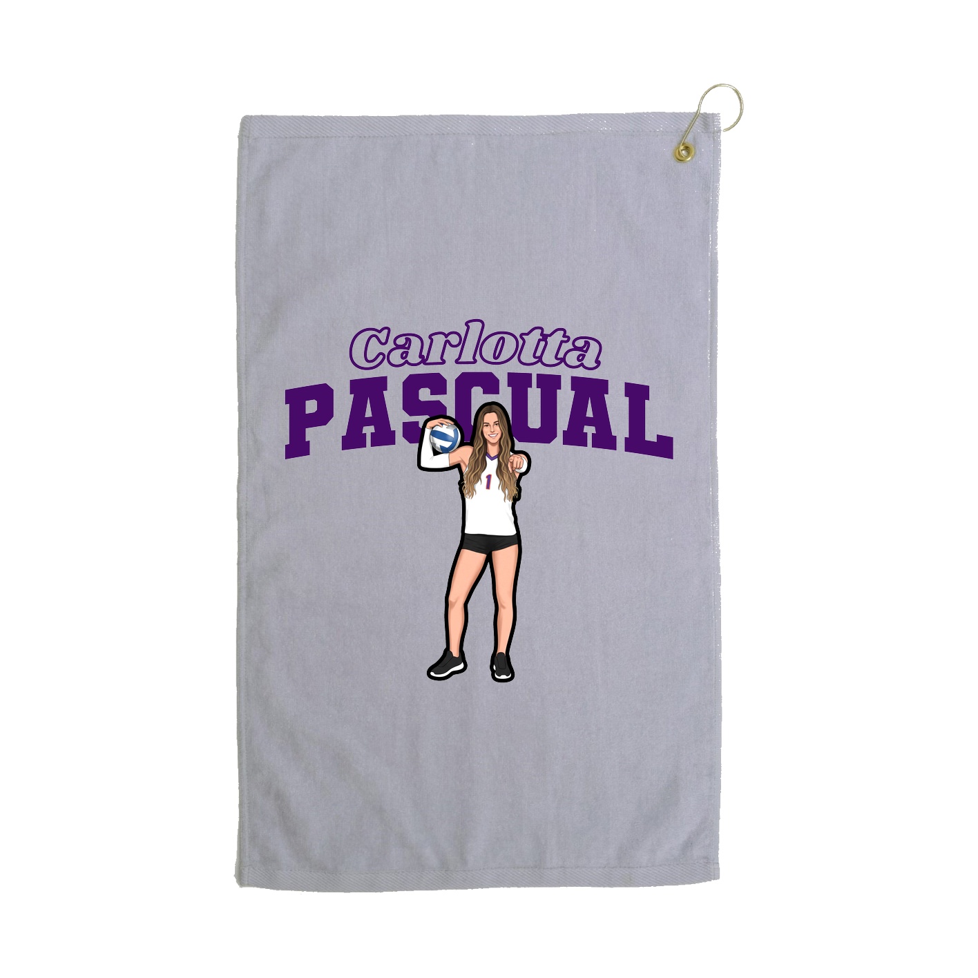 Golf Towel — Name Arch in Grey