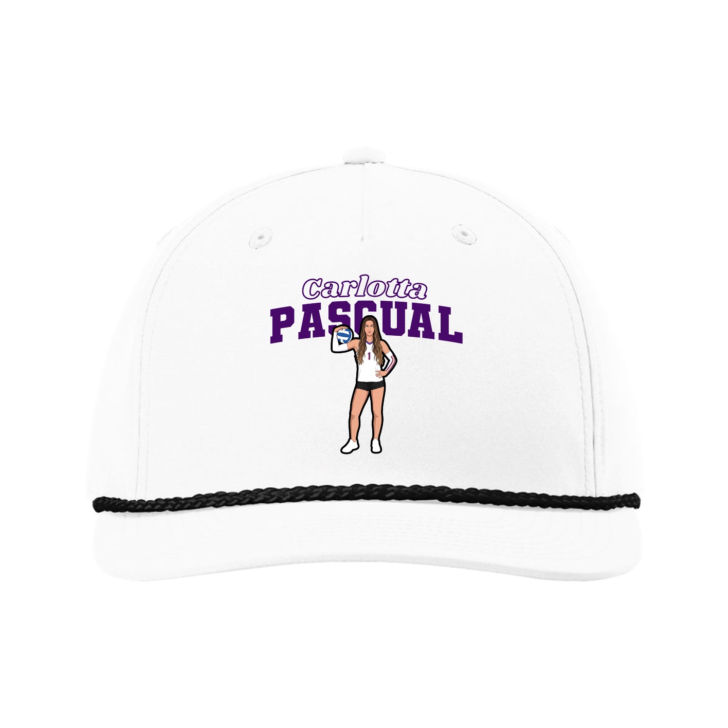 Five-Panel Classic Rope Cap — Name Arch in White