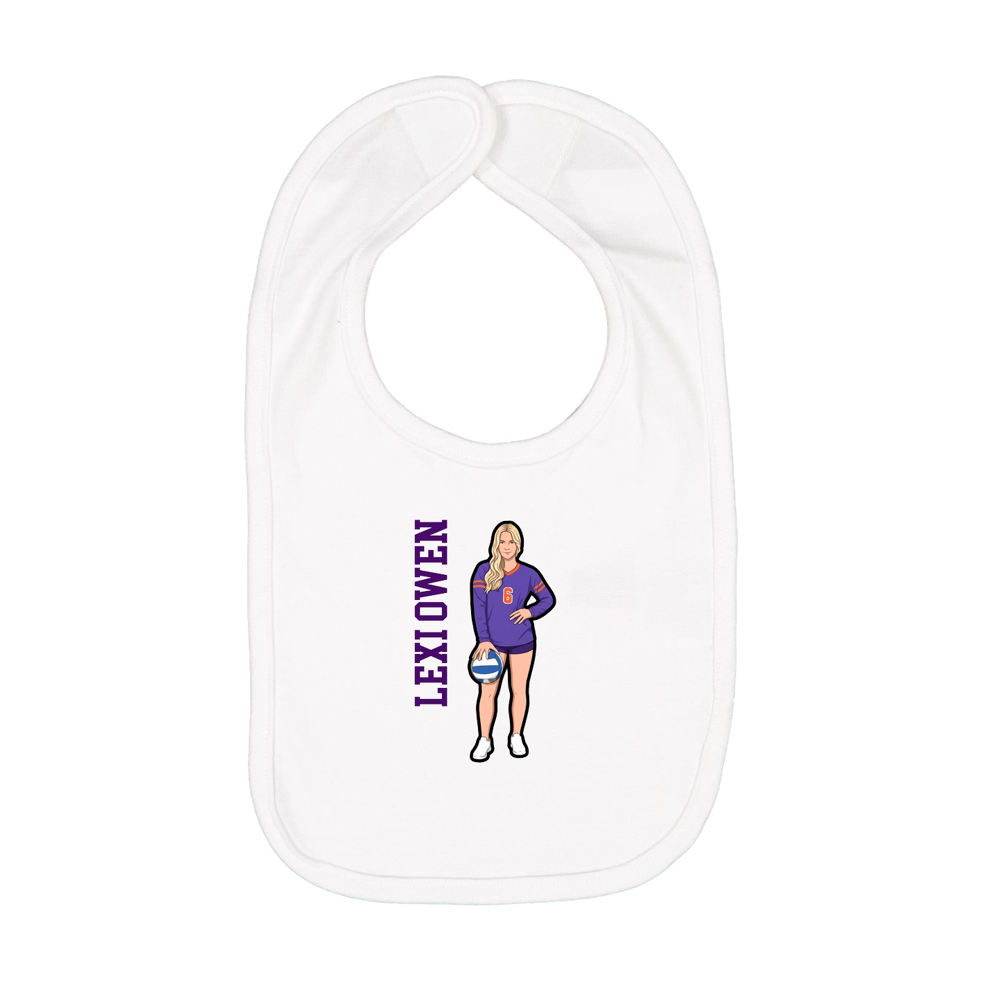 Infant Bib — Name Vertical in White