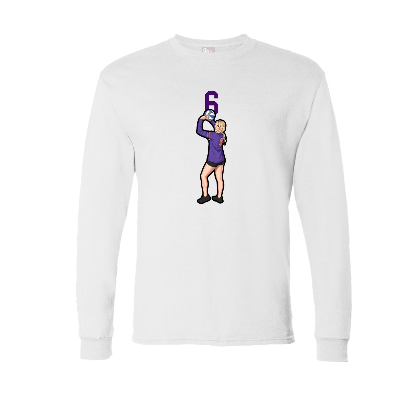 Long Sleeve Tee — Number Top in White
