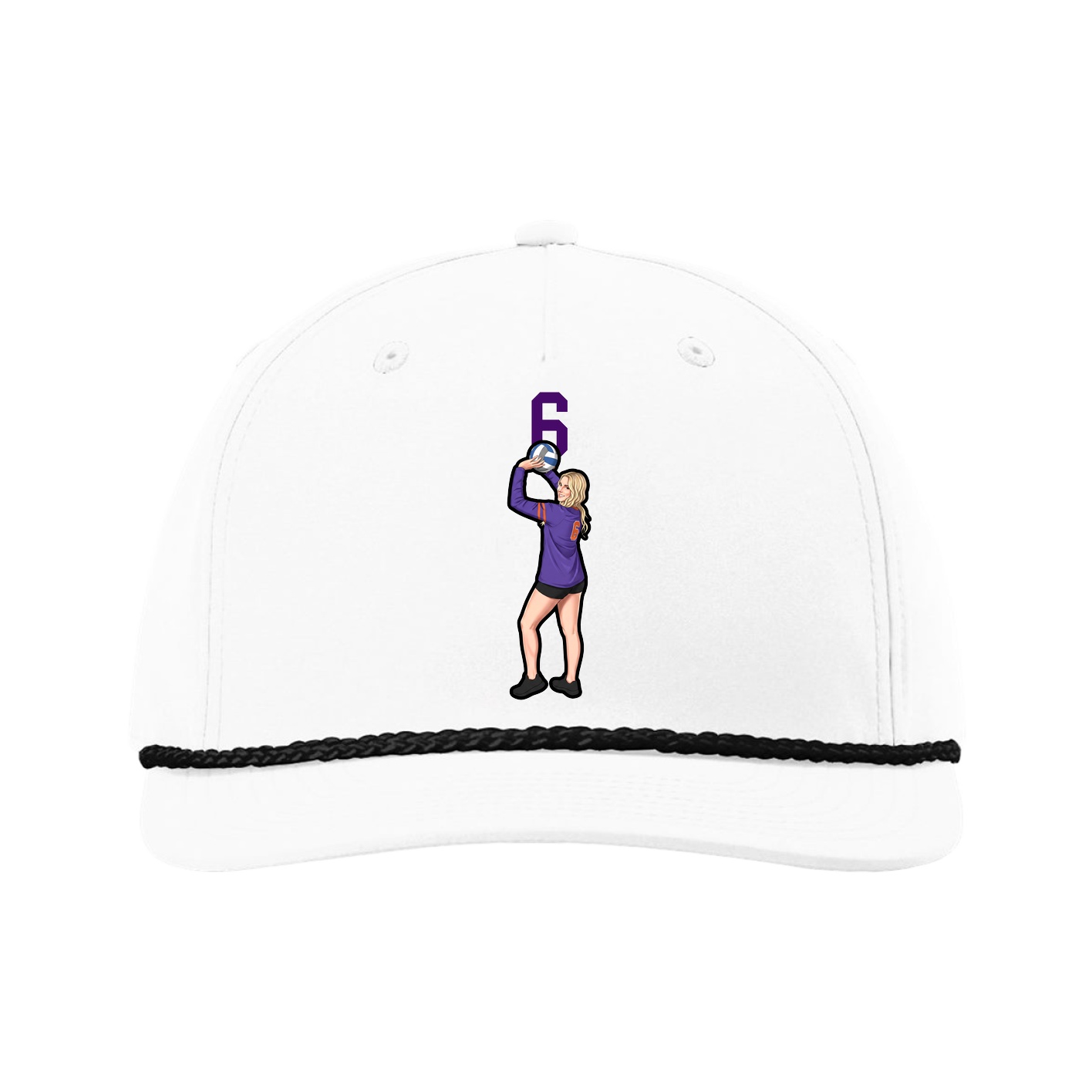 Five-Panel Classic Rope Cap — Number Top in White