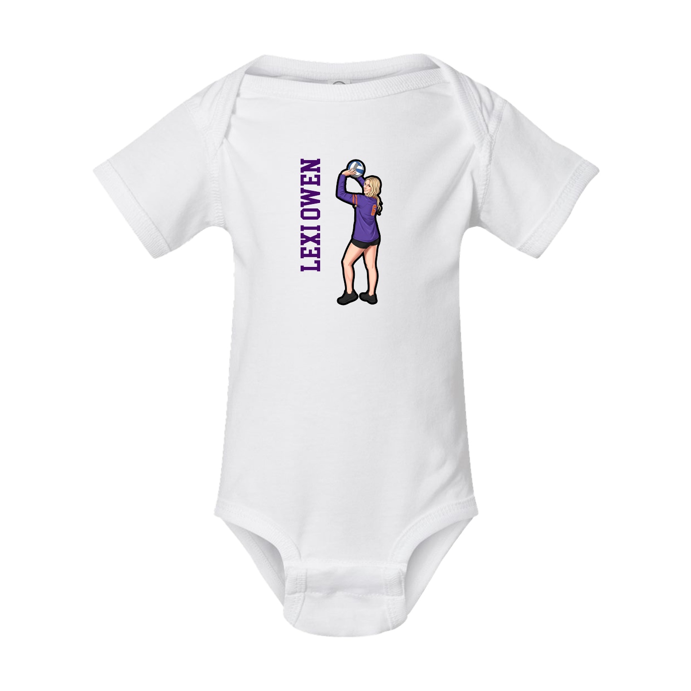 Baby Onesie — Name Vertical in White