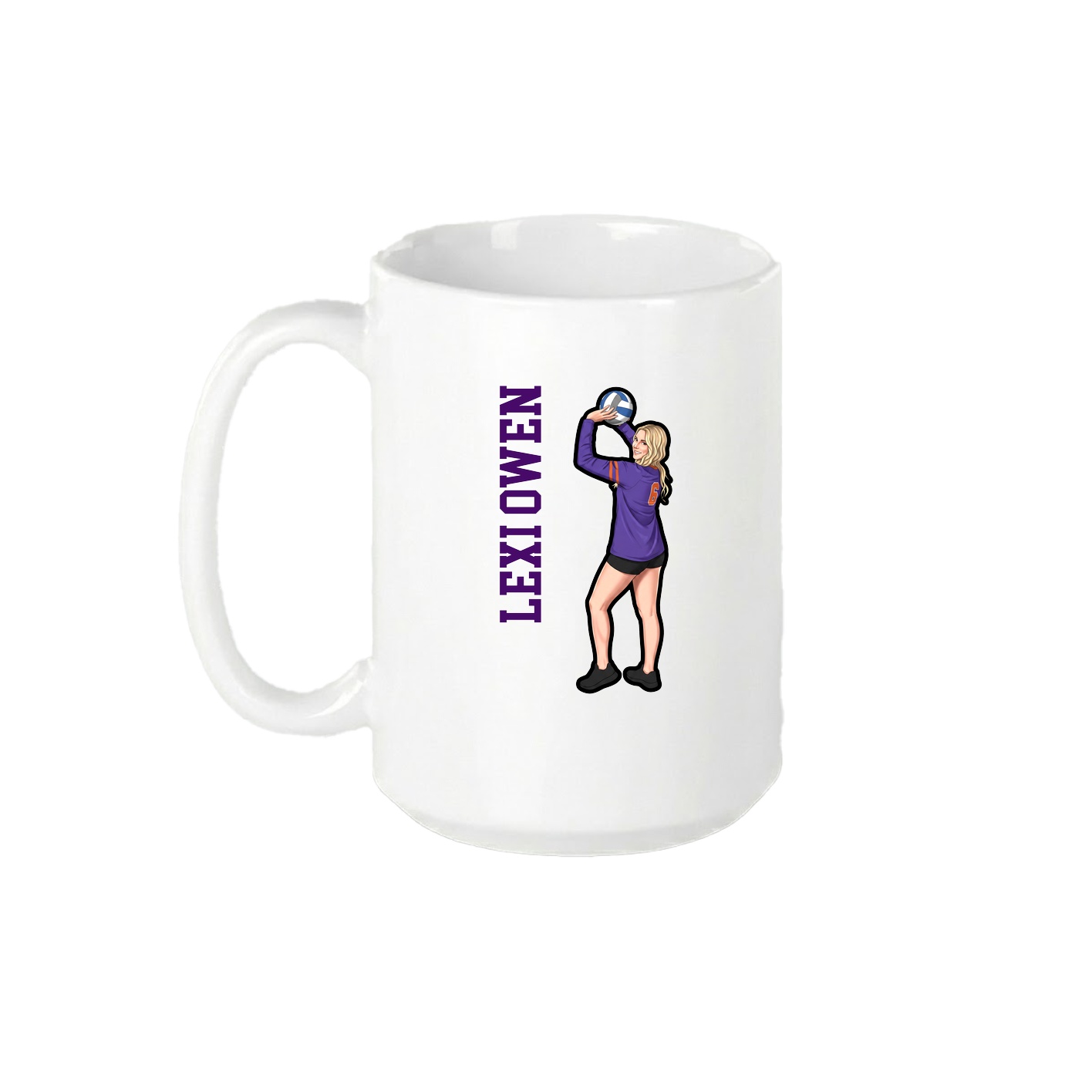 15oz Coffee Mug — Name Vertical in White