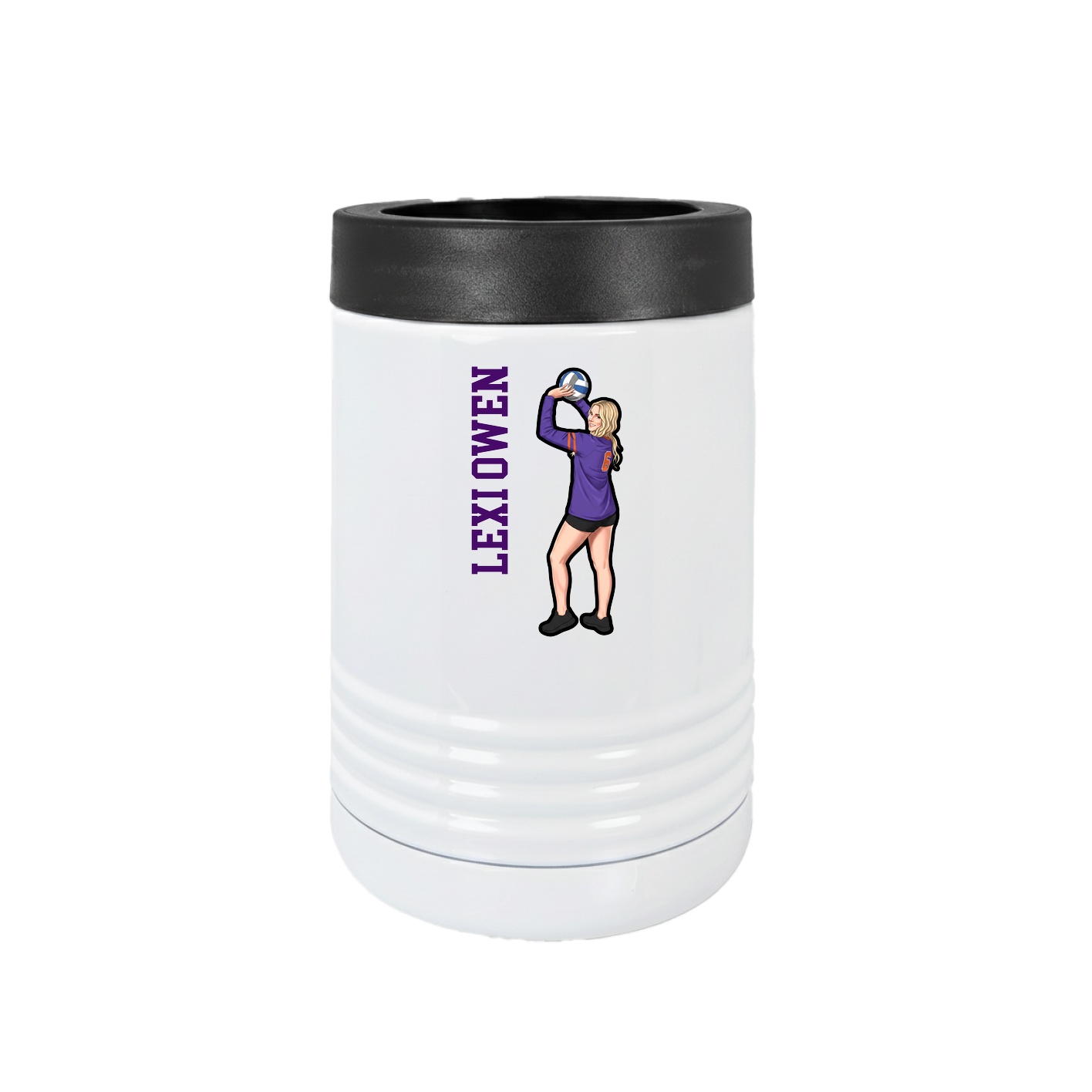 Beverage Holder — Name Vertical in White