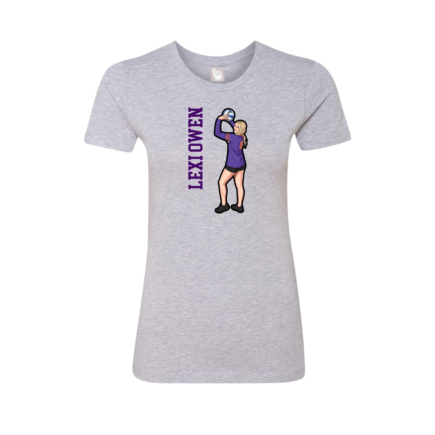 Fitted Women's Tee — Name Vertical in Grey