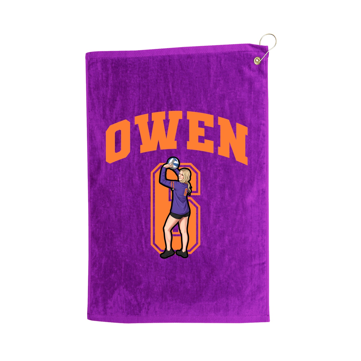 Golf Towel — Number in Purple