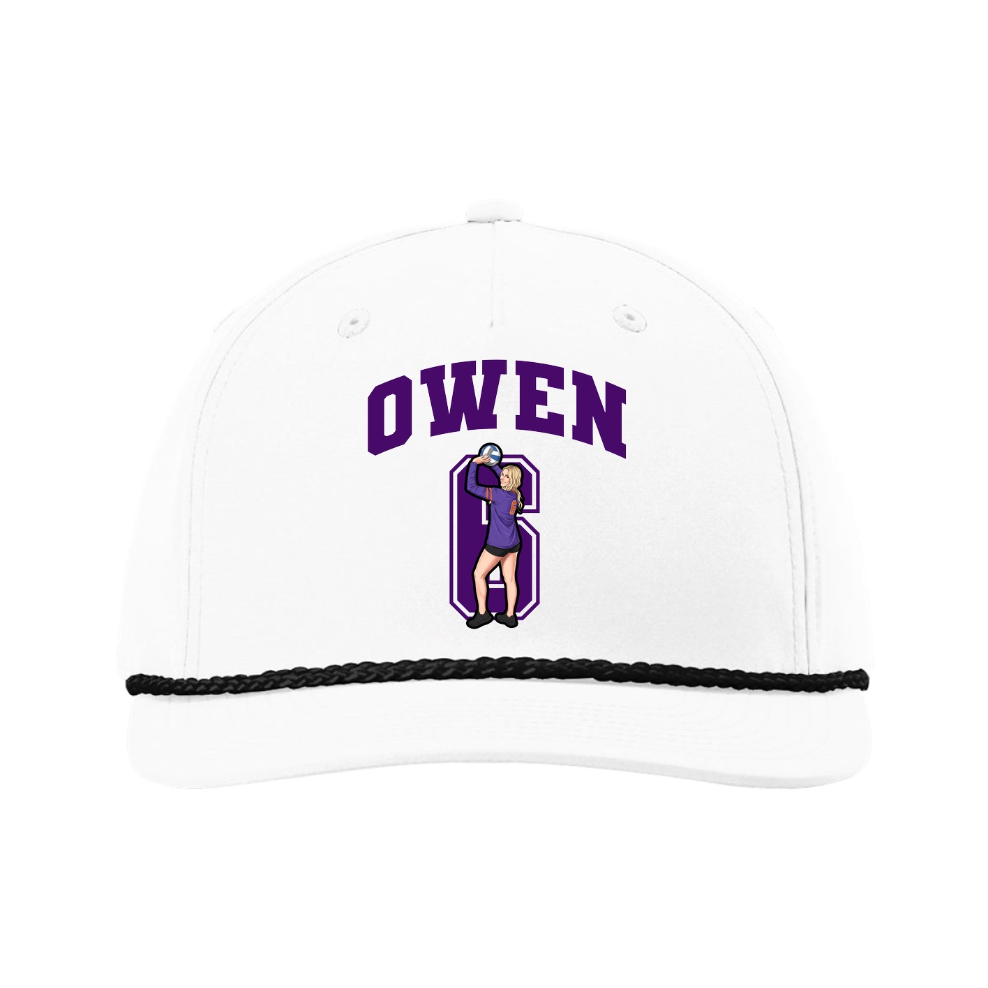 Five-Panel Classic Rope Cap — Number in White