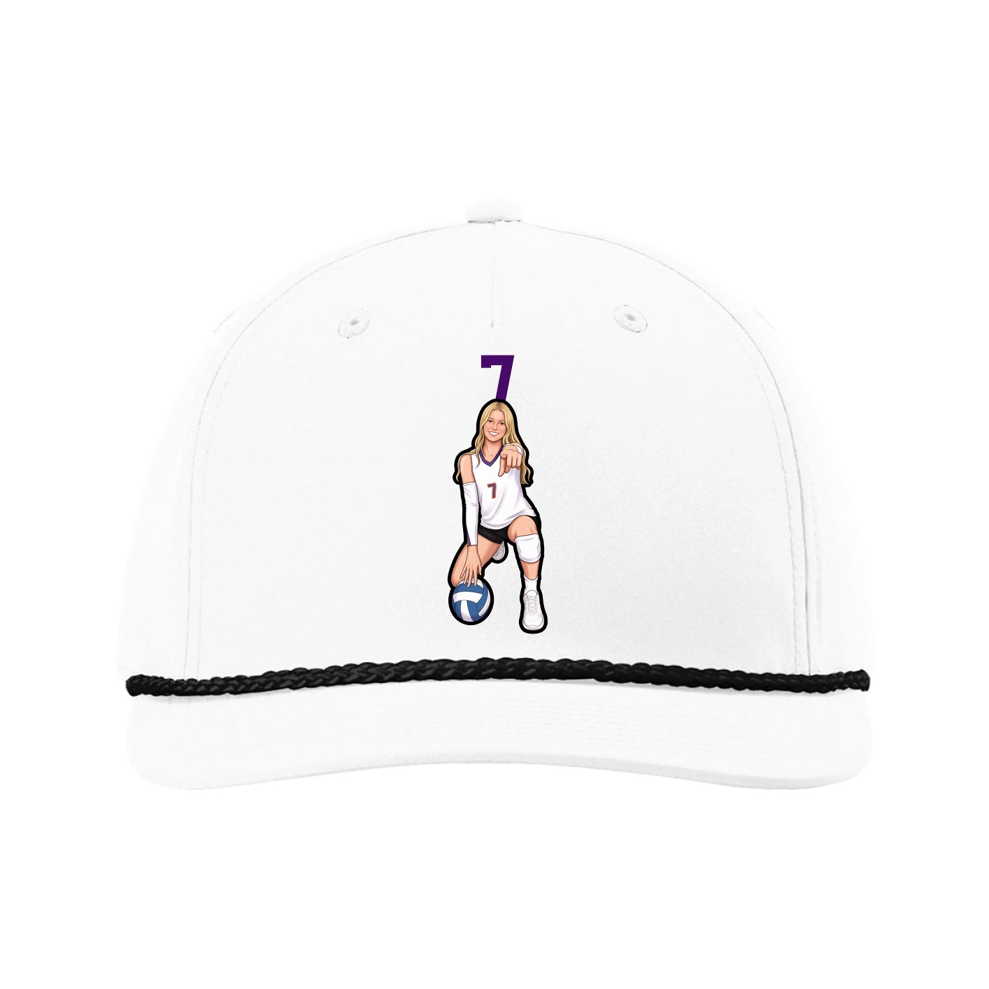 Five-Panel Classic Rope Cap — Number Top in White