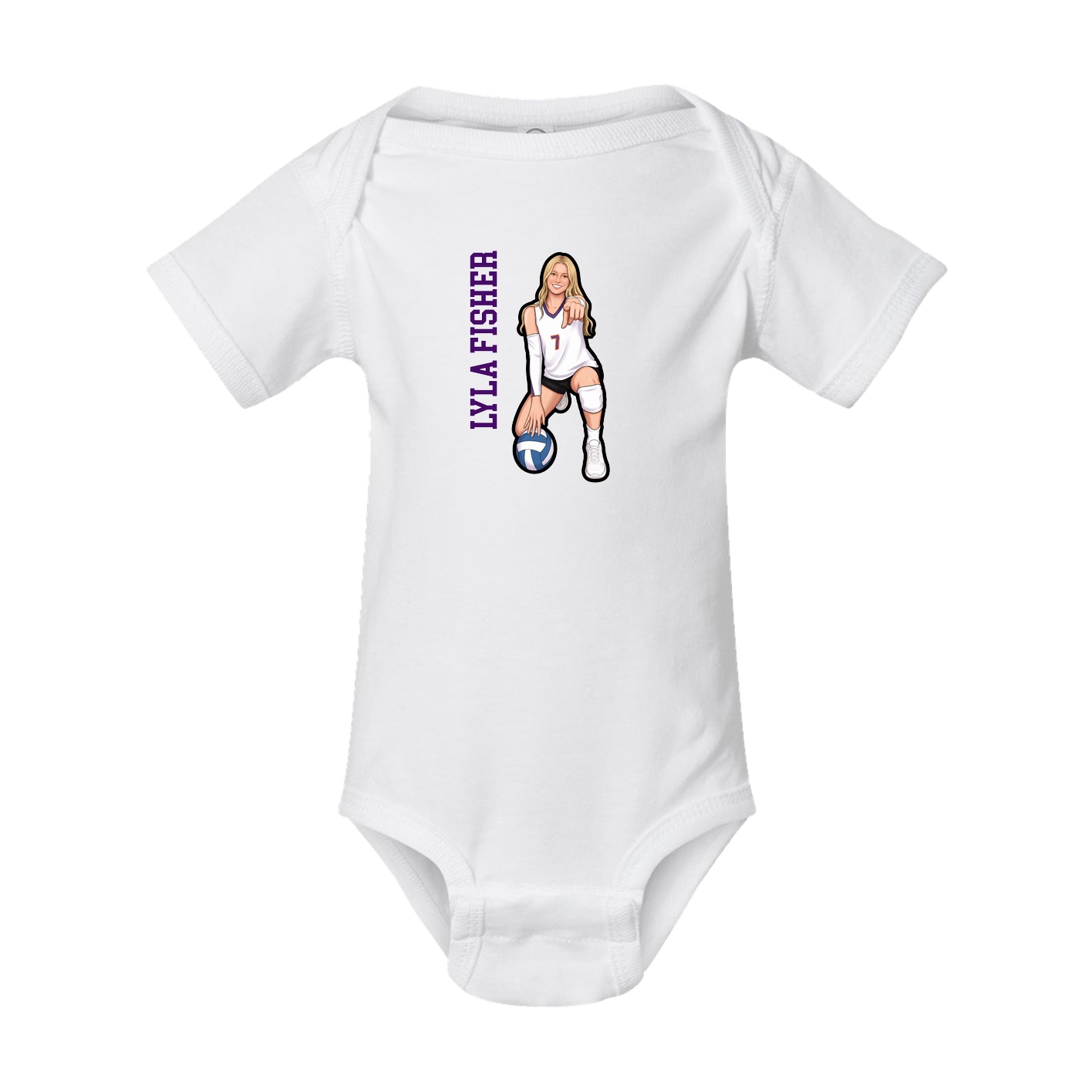 Baby Onesie — Name Vertical in White