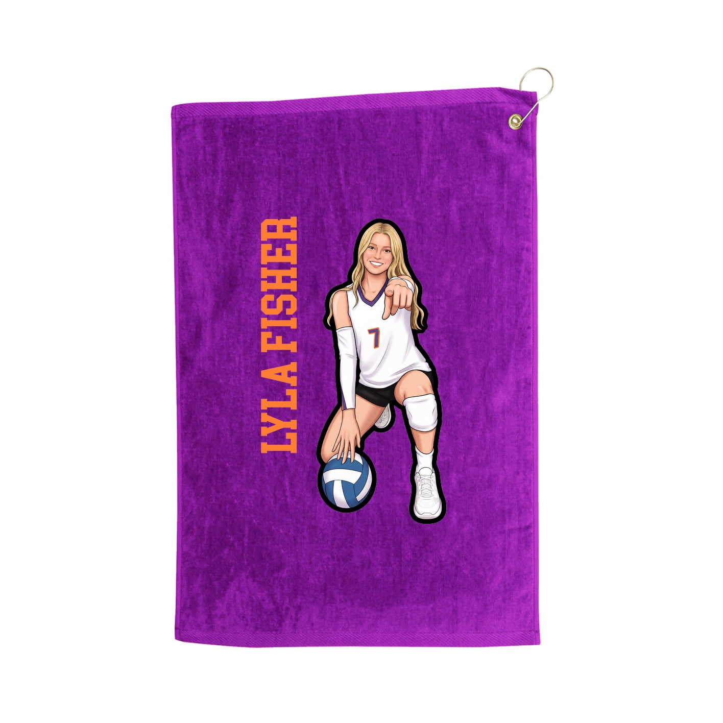 Golf Towel — Name Vertical in Purple