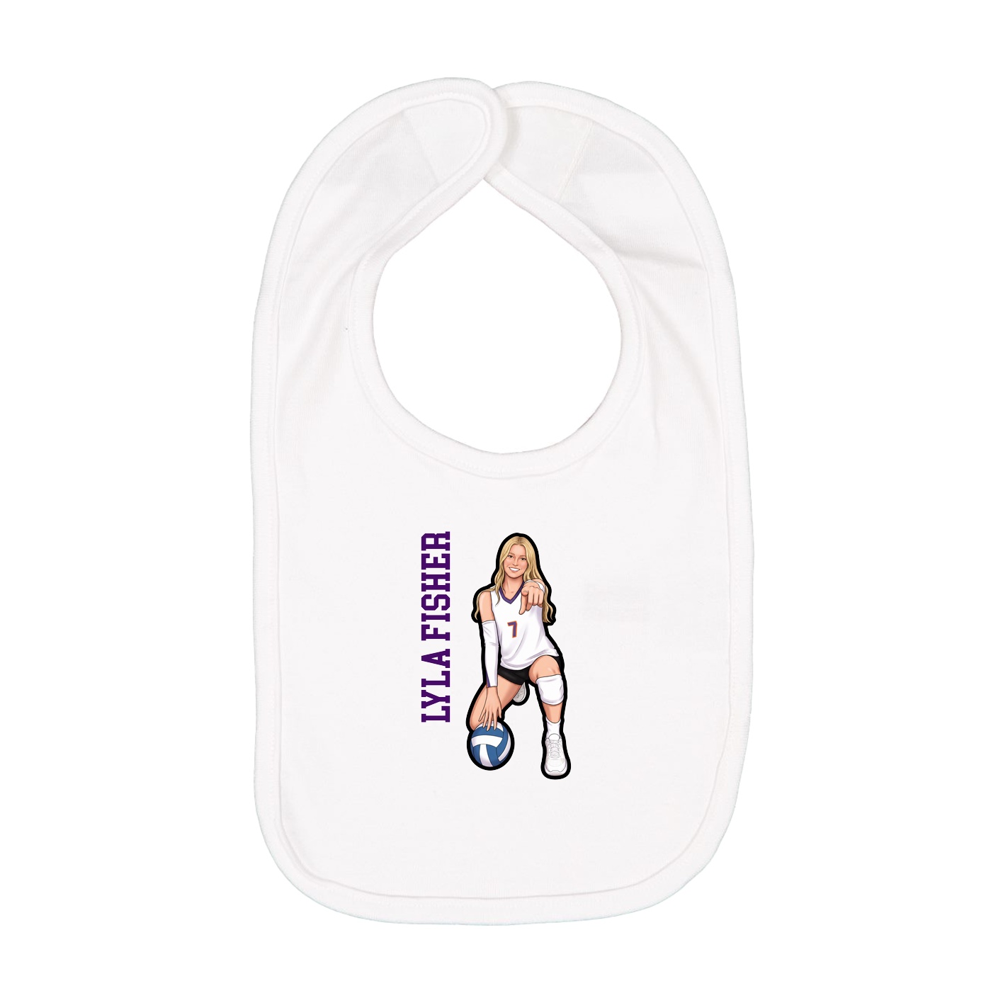 Infant Bib — Name Vertical in White