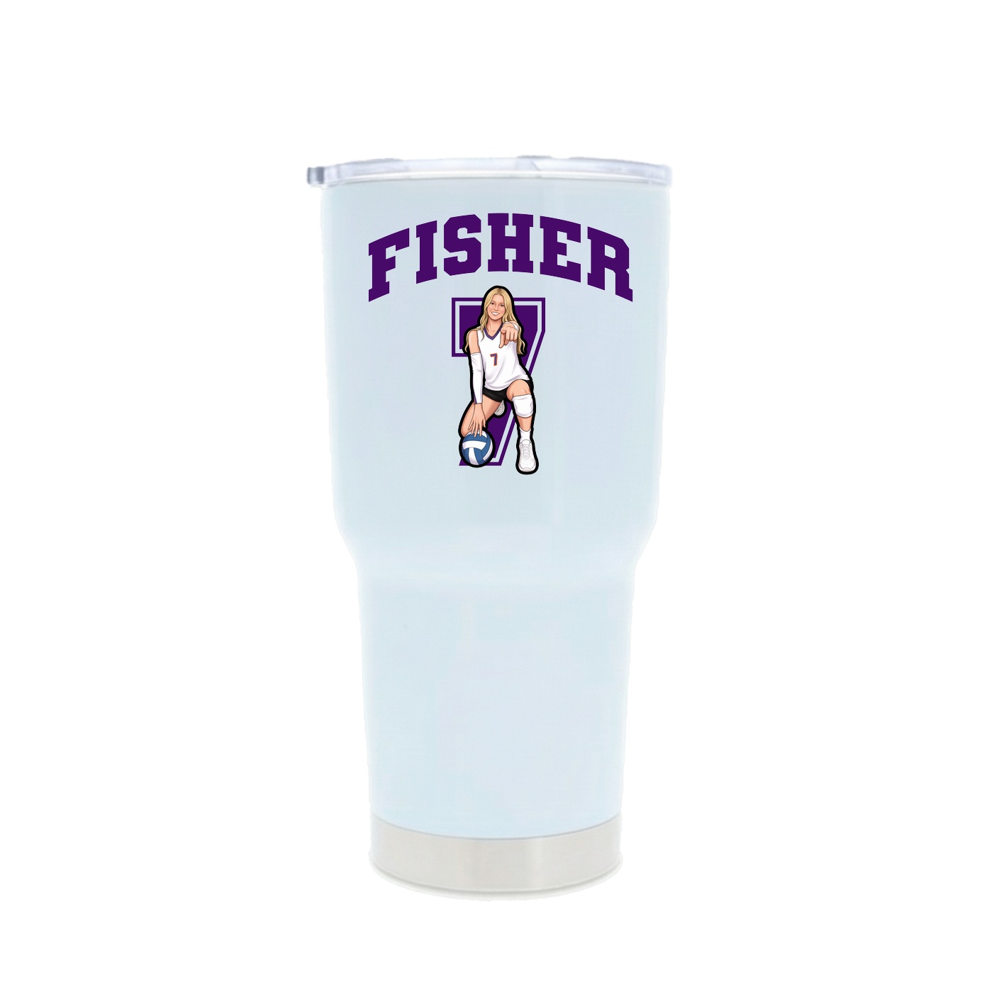 30oz Stainless Steel Tumbler — Number in White