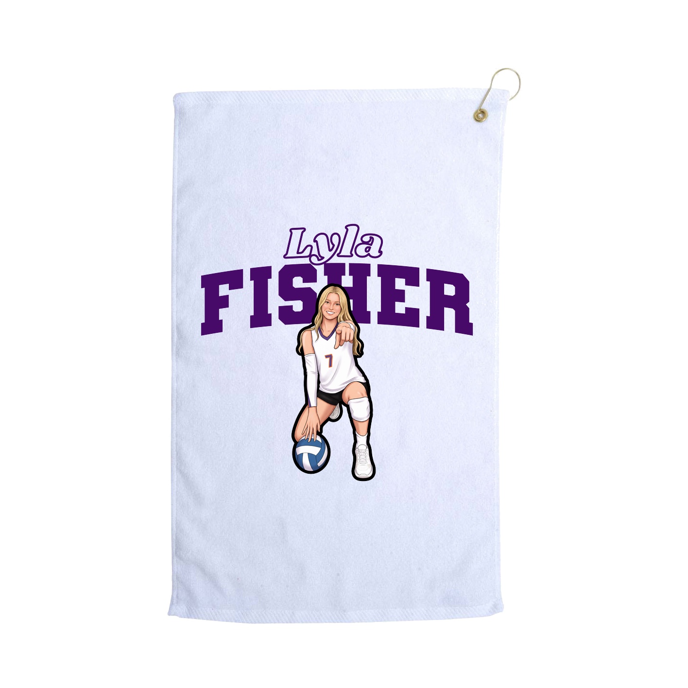 Golf Towel — Name Arch in White