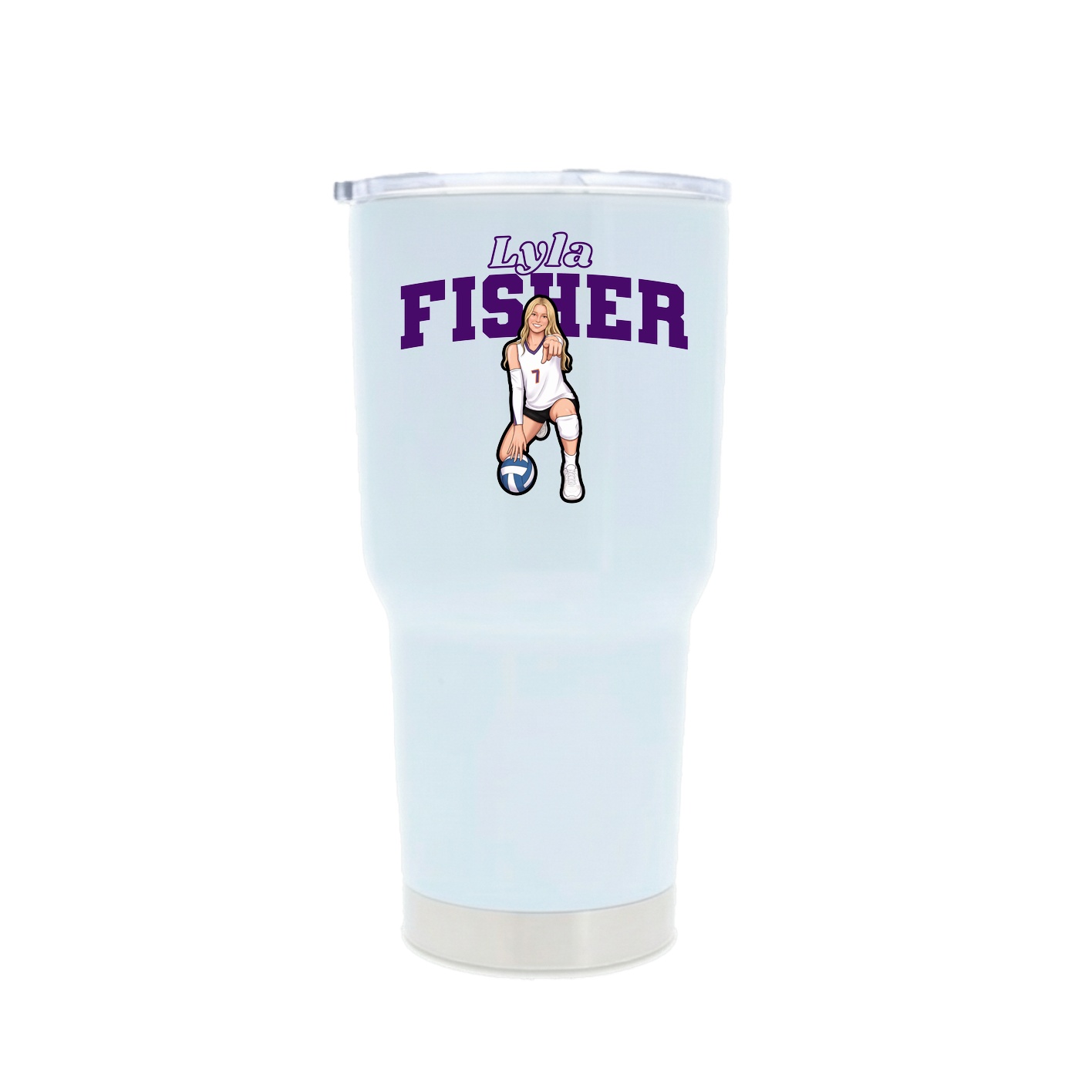 30oz Stainless Steel Tumbler — Name Arch in White