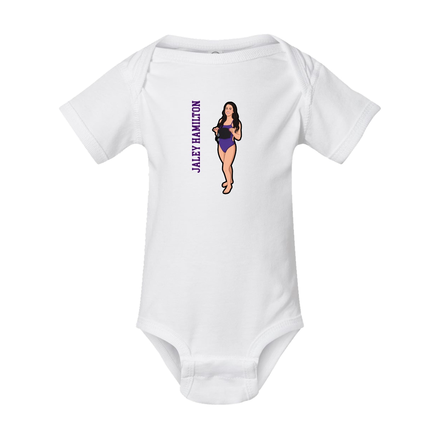 Baby Onesie — Name Vertical in White