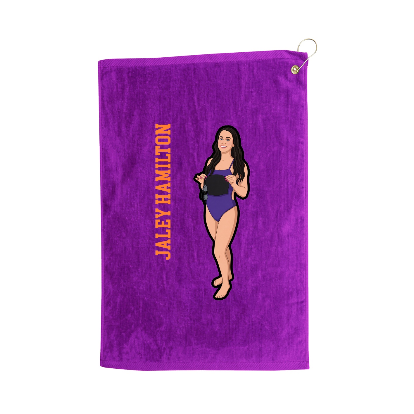 Golf Towel — Name Vertical in Purple