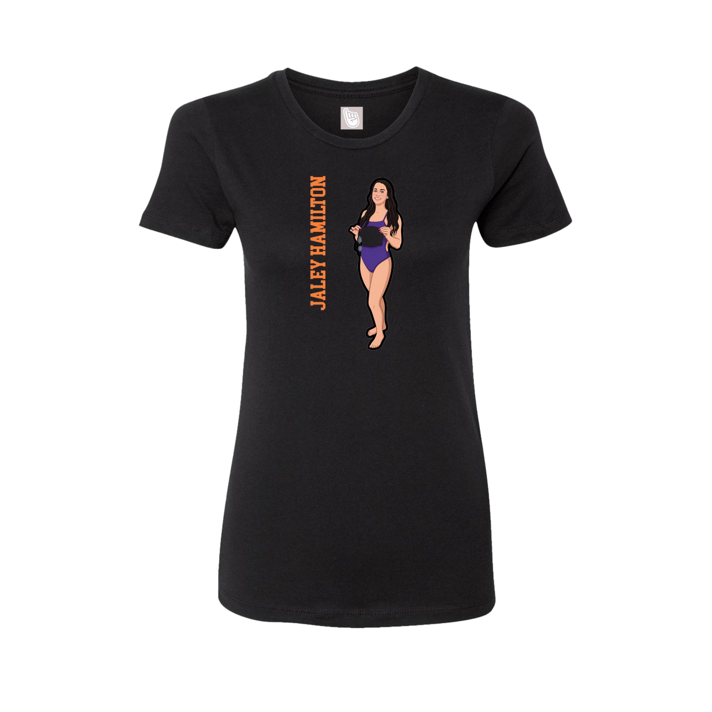 Fitted Women's Tee — Name Vertical in Black