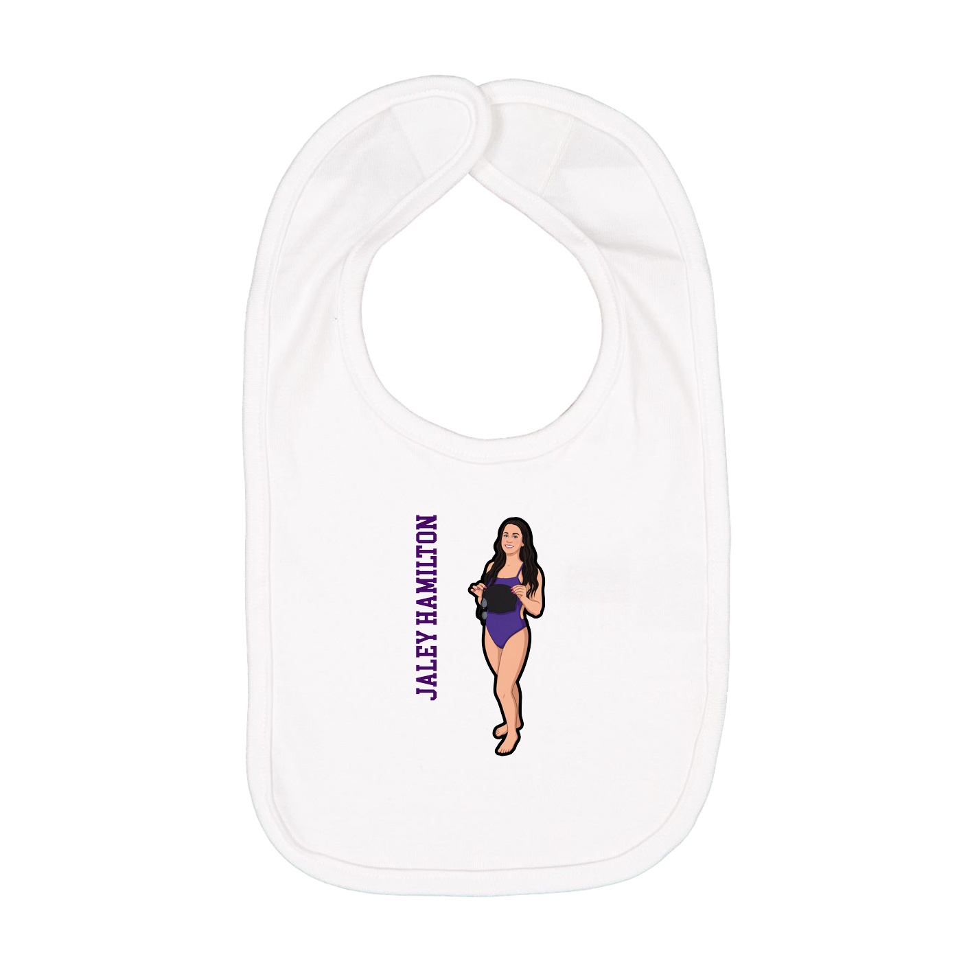 Infant Bib — Name Vertical in White