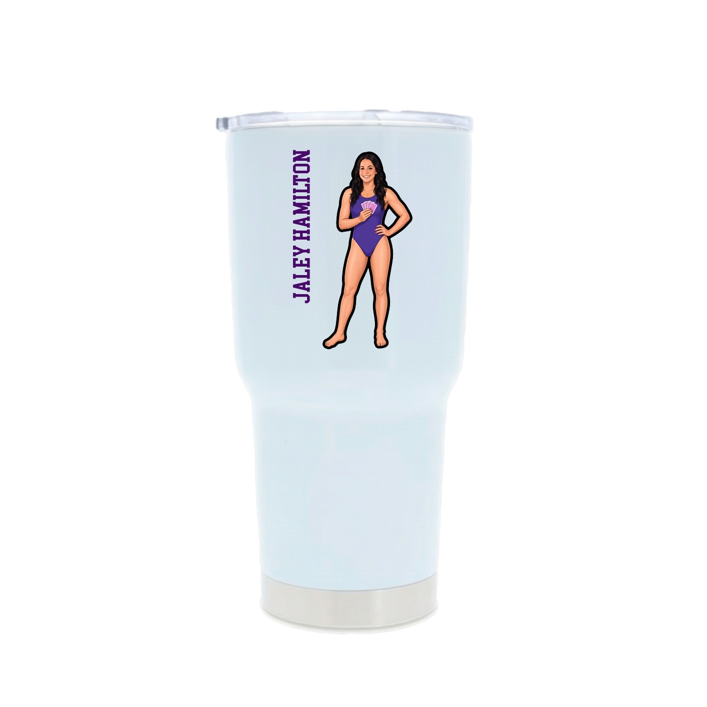 30oz Stainless Steel Tumbler — Name Vertical in White