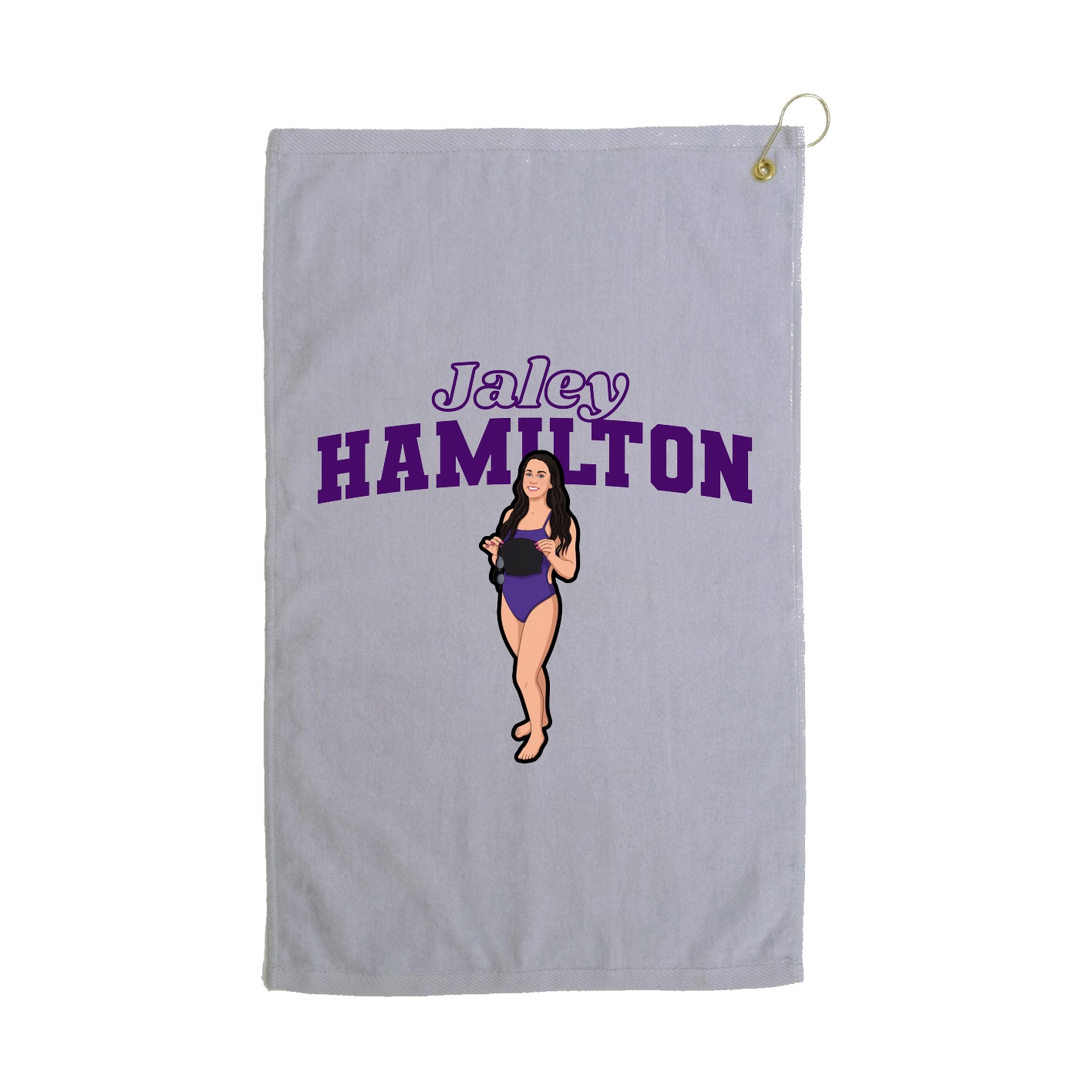Golf Towel — Name Arch in Grey