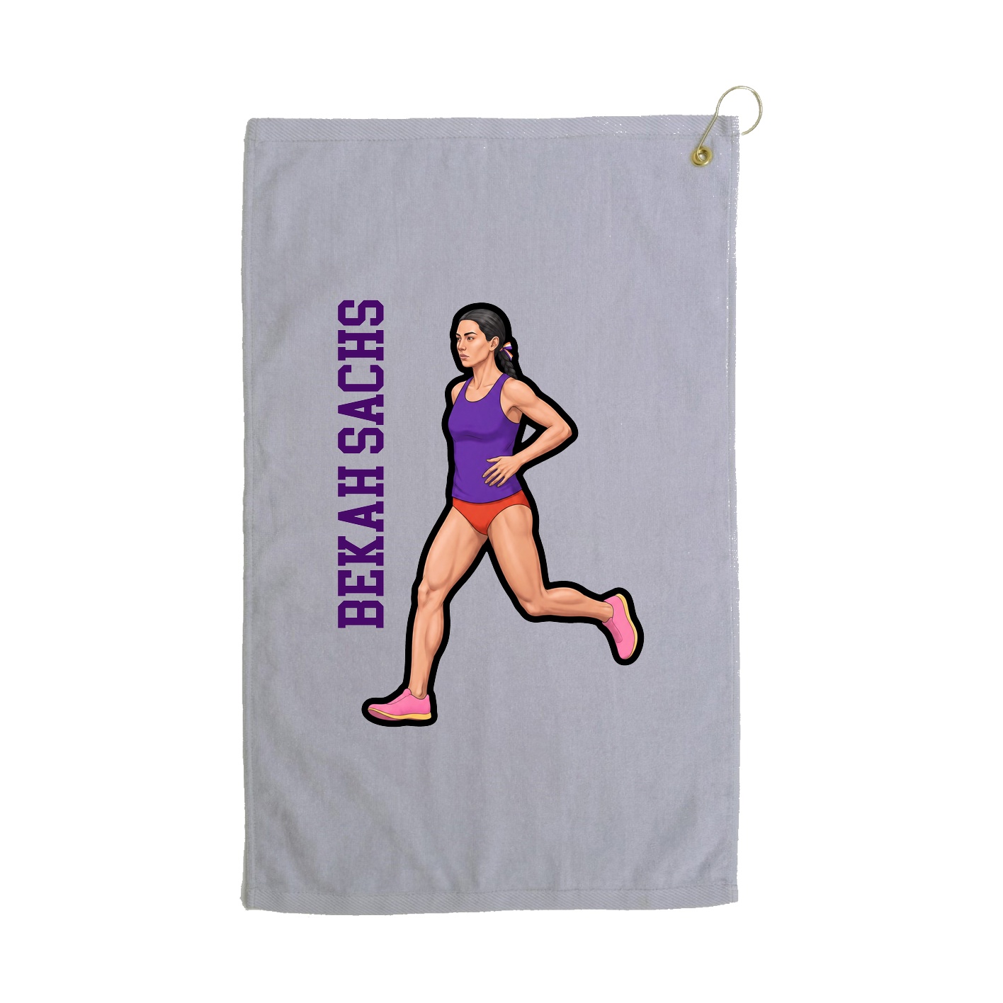 Golf Towel — Name Vertical in Grey