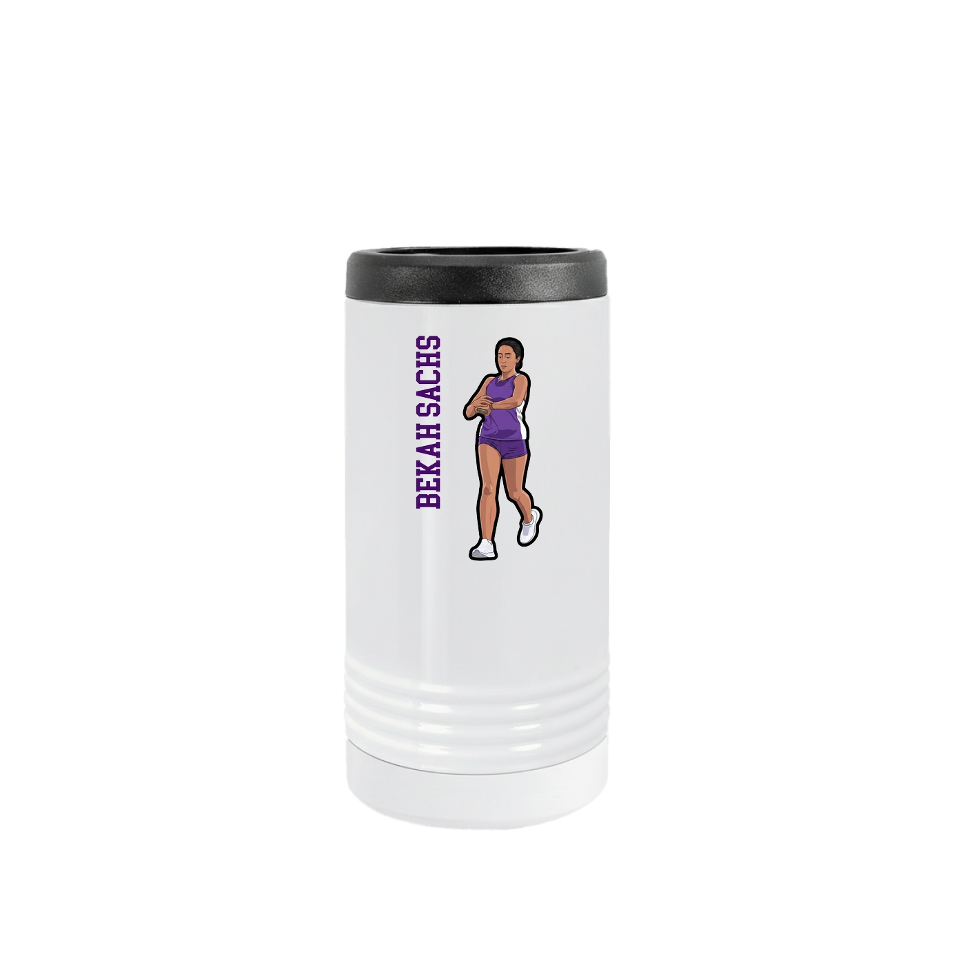 Slim Beverage Holder — Name Vertical in White
