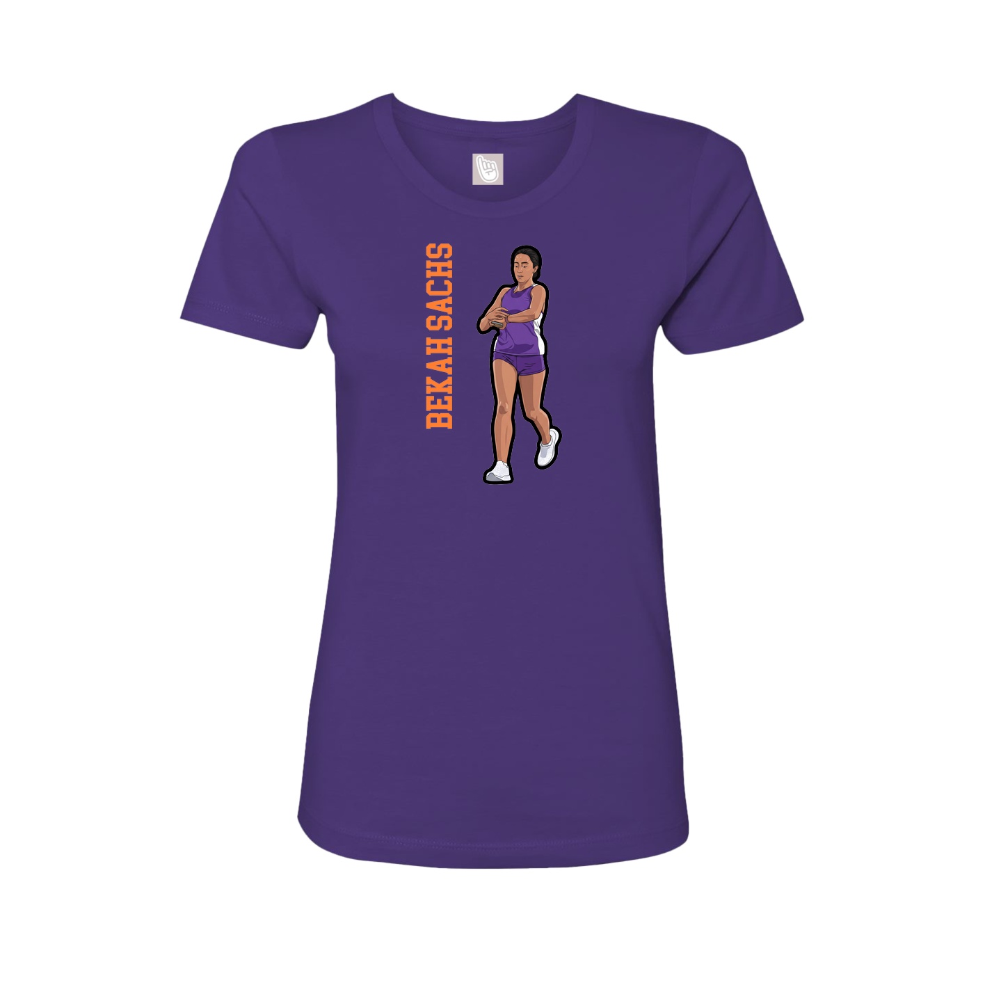 Fitted Women's Tee — Name Vertical in Purple