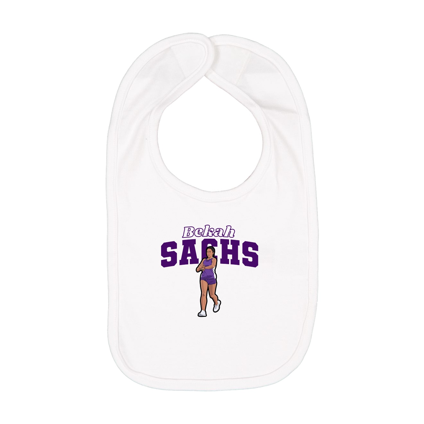 Infant Bib — Name Arch in White
