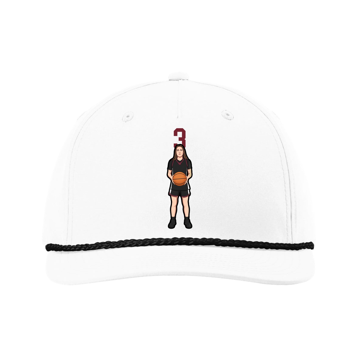 Five-Panel Classic Rope Cap — Number Top in White