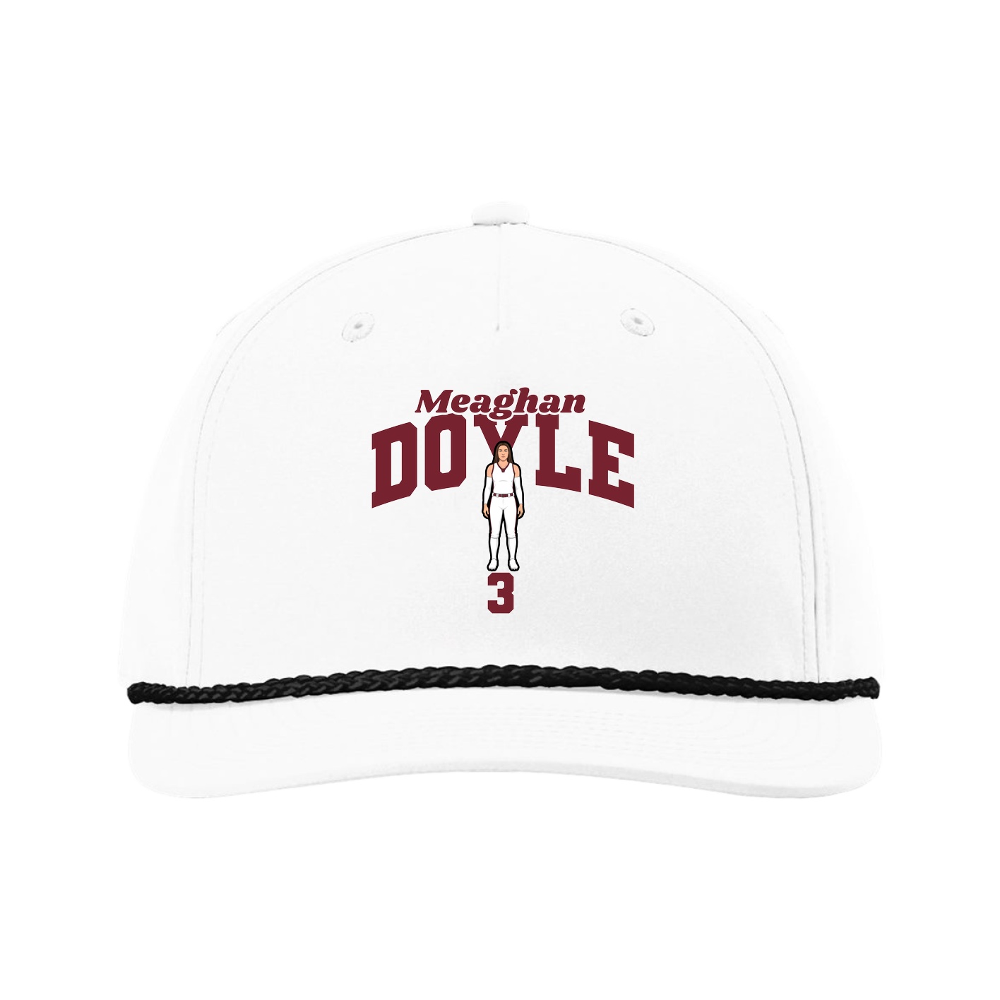Five-Panel Classic Rope Cap — Signature Arch in White