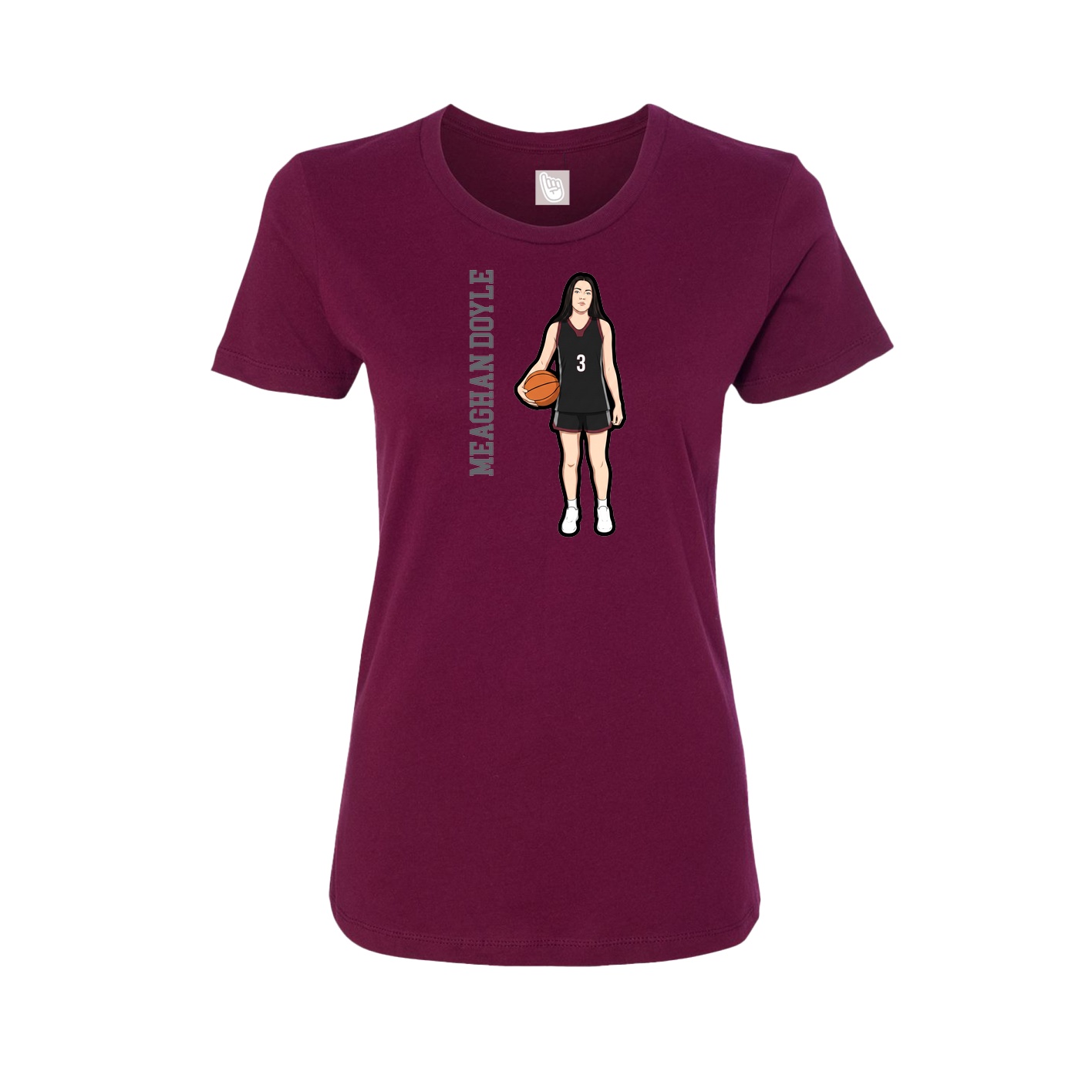 Fitted Women's Tee — Name Vertical in Maroon