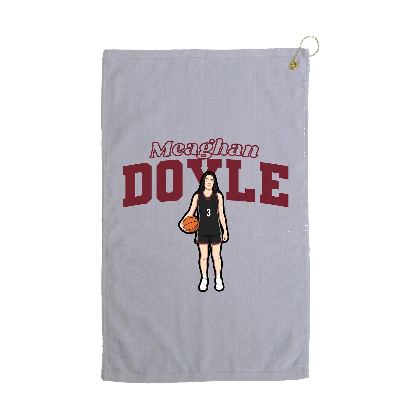 Golf Towel — Name Arch in Grey