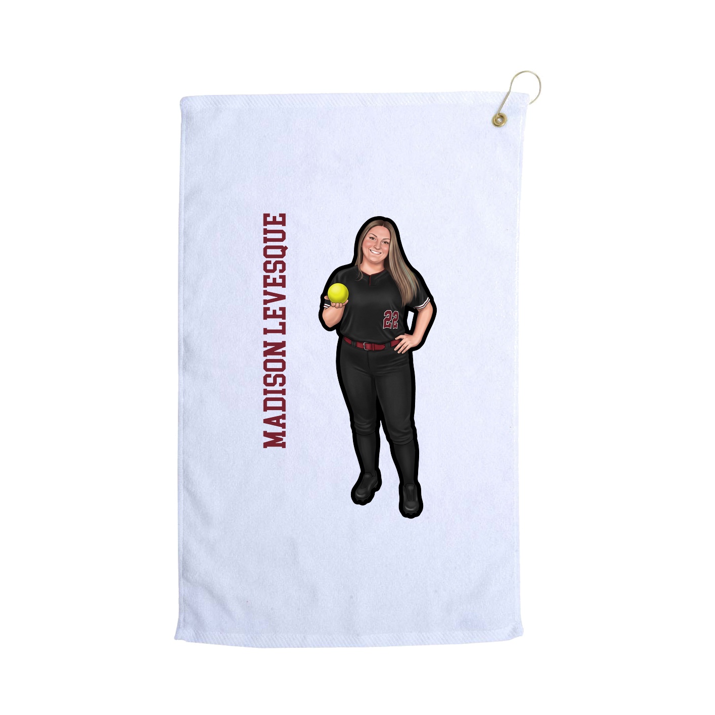 Golf Towel — Name Vertical in White