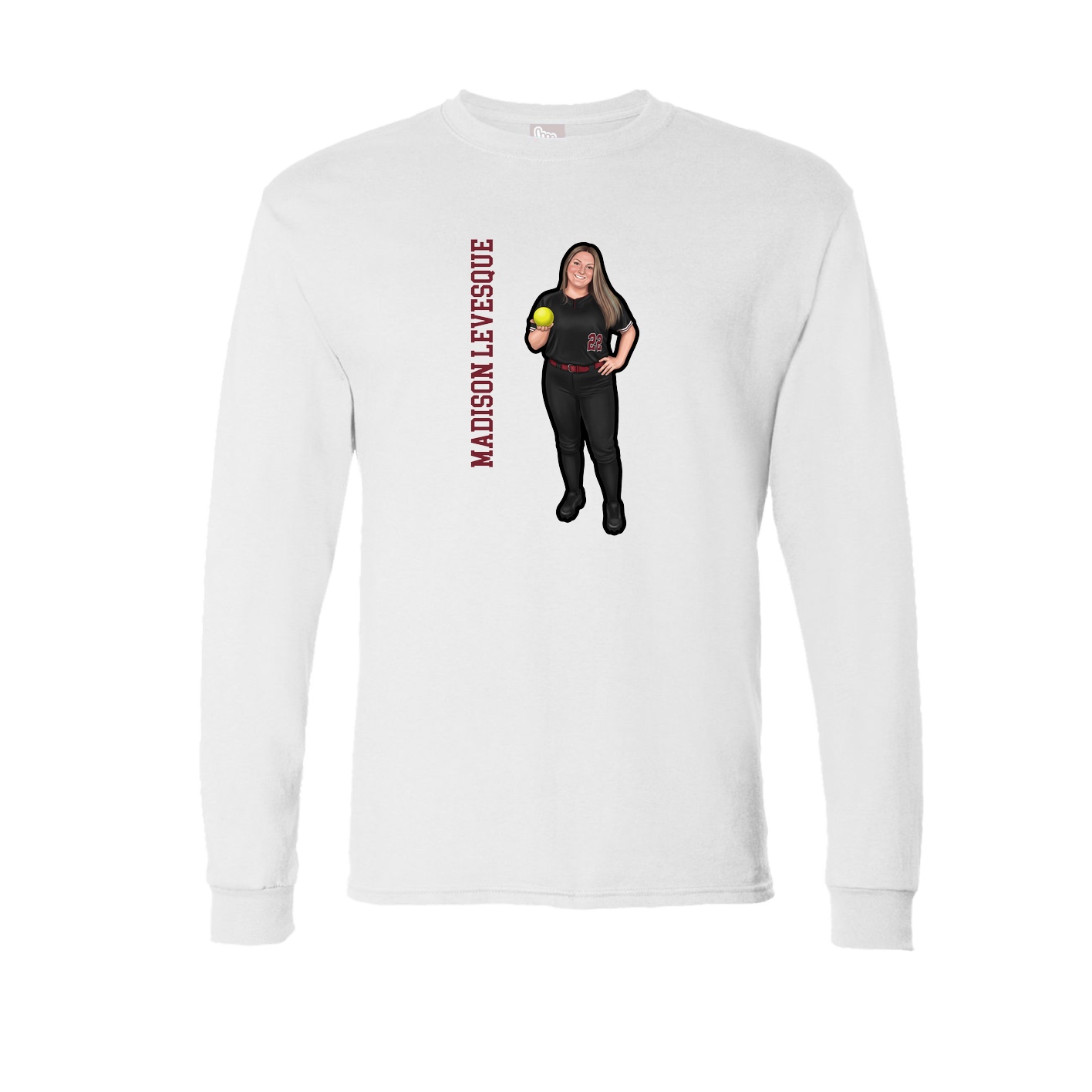 Long Sleeve Tee — Name Vertical in White