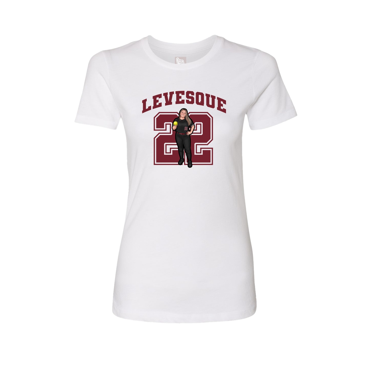 Fitted Women's Tee — Number in White