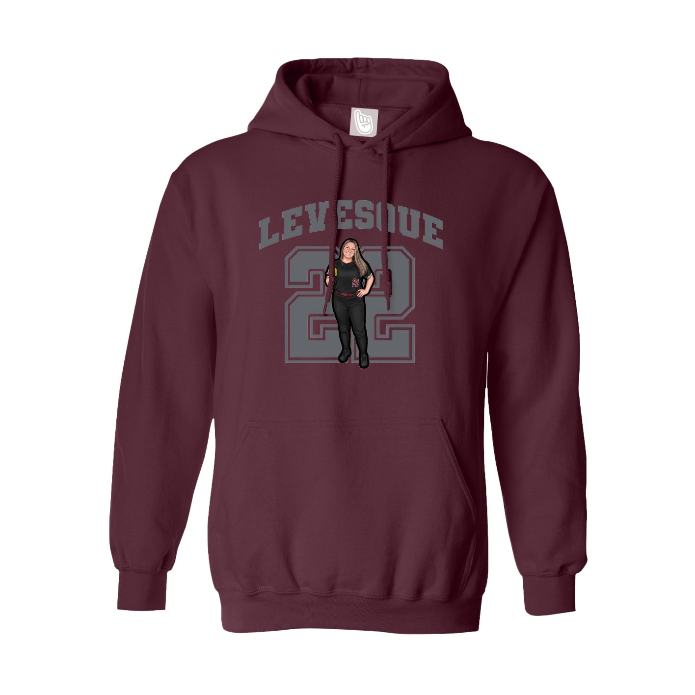 Youth Hoodie — Number in Maroon