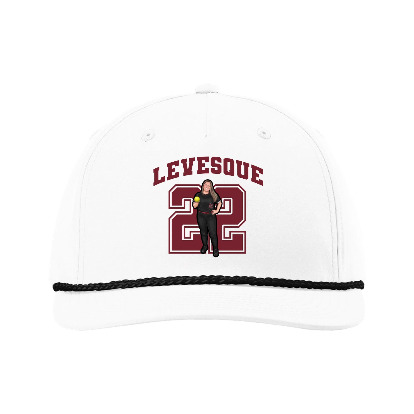 Five-Panel Classic Rope Cap — Number in White