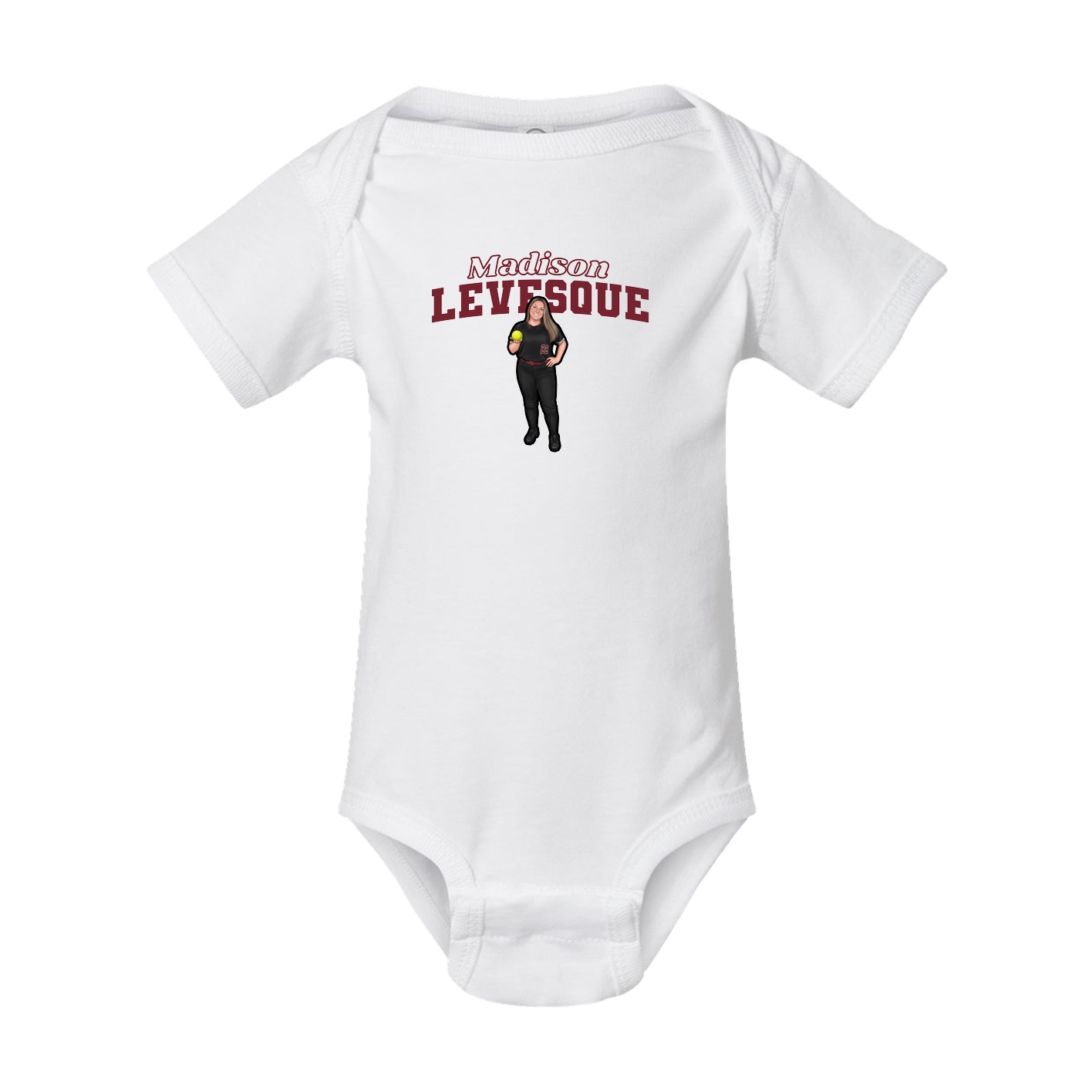 Baby Onesie — Name Arch in White