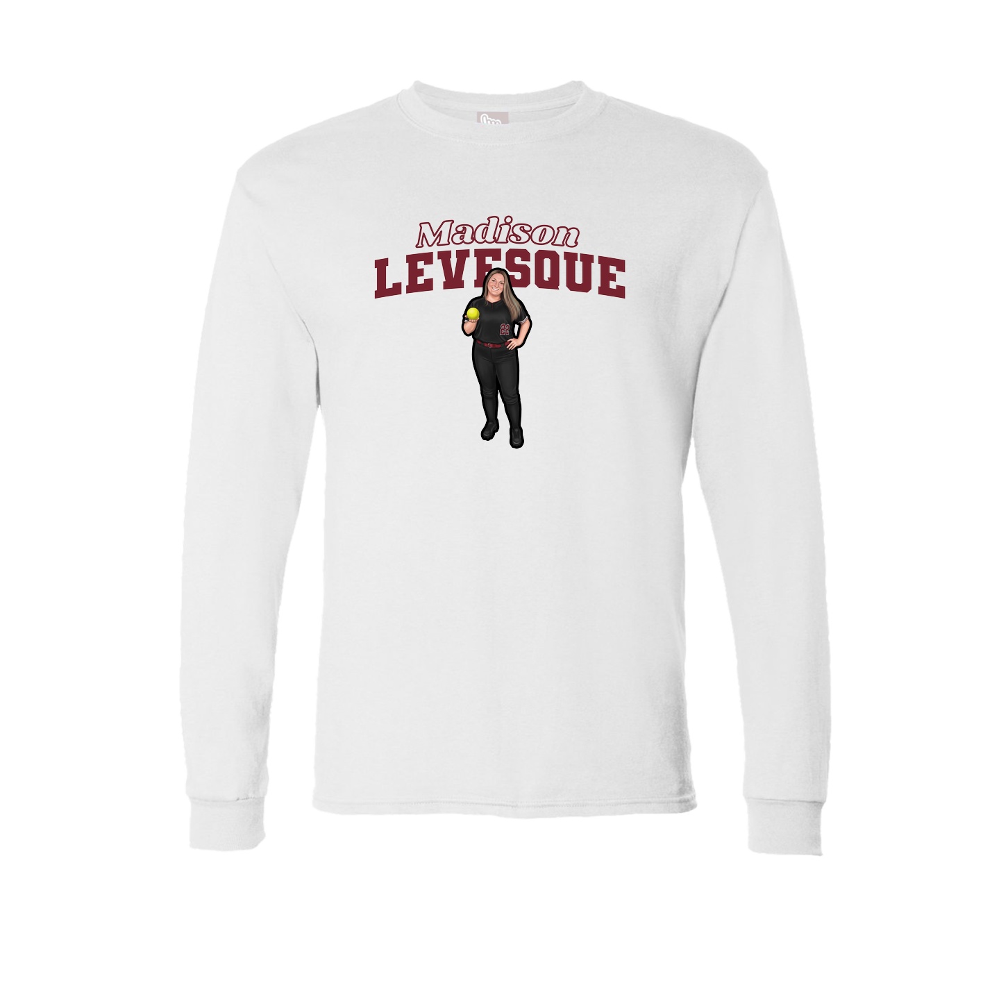 Long Sleeve Tee — Name Arch in White